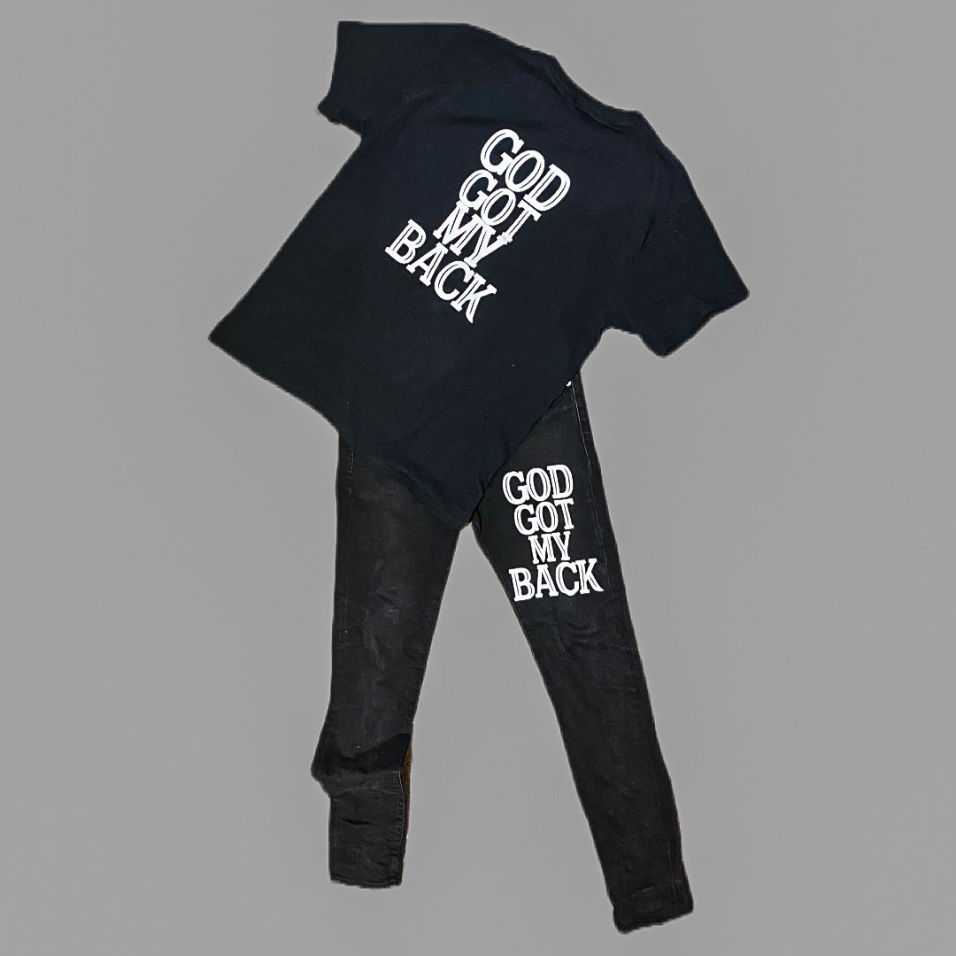 “GOD HAS MY BACK” Black Tee